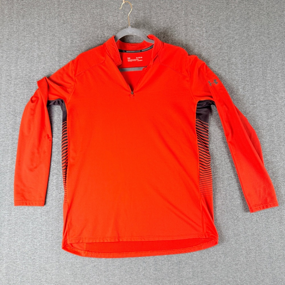 Under Armour Mens ColdGear Reactor 1/4 Zip Orange Performance Pullover XL‎